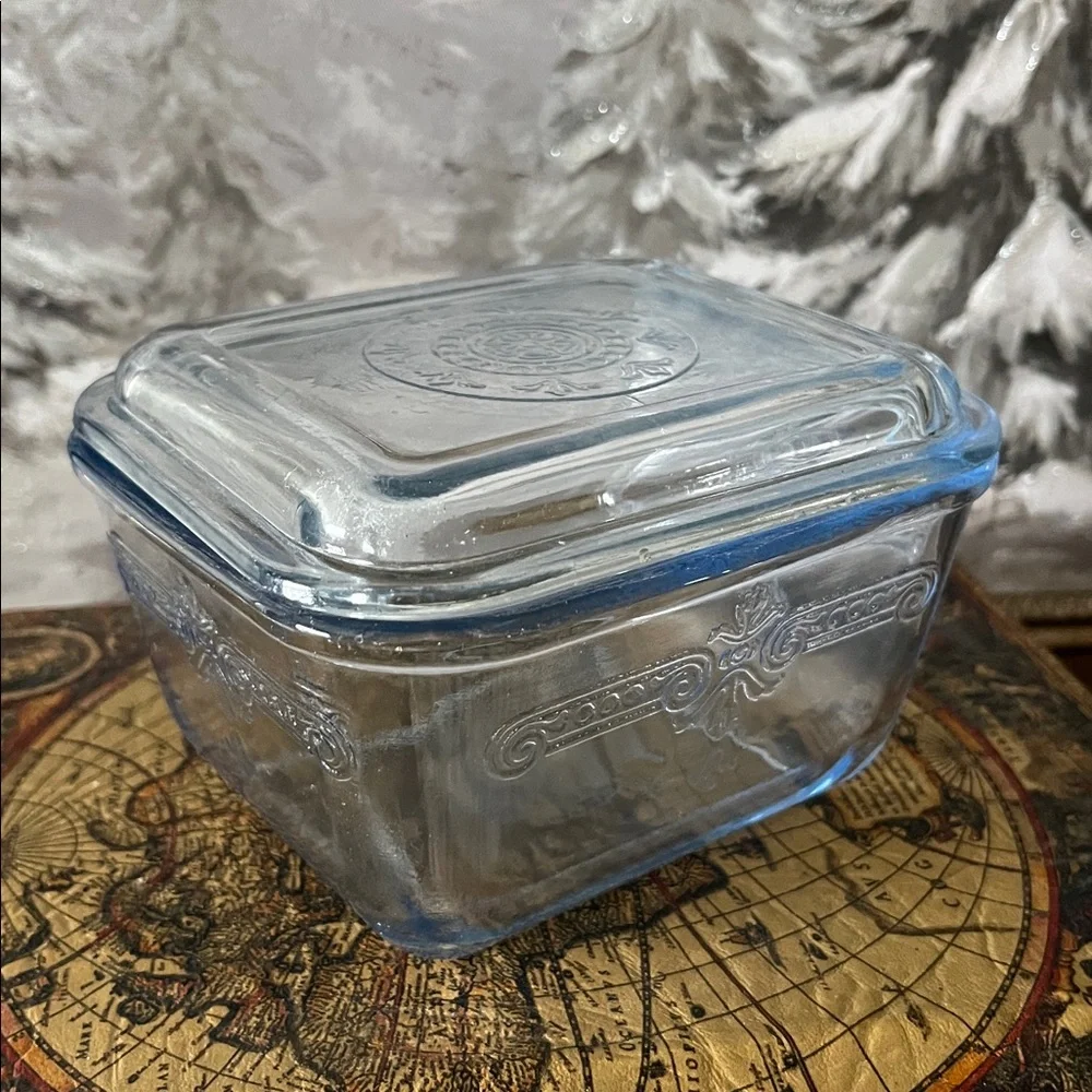 Vintage Fire-King Sapphire Blue Philbe Pattern Glass Refrigerator Dish 1941-1956
